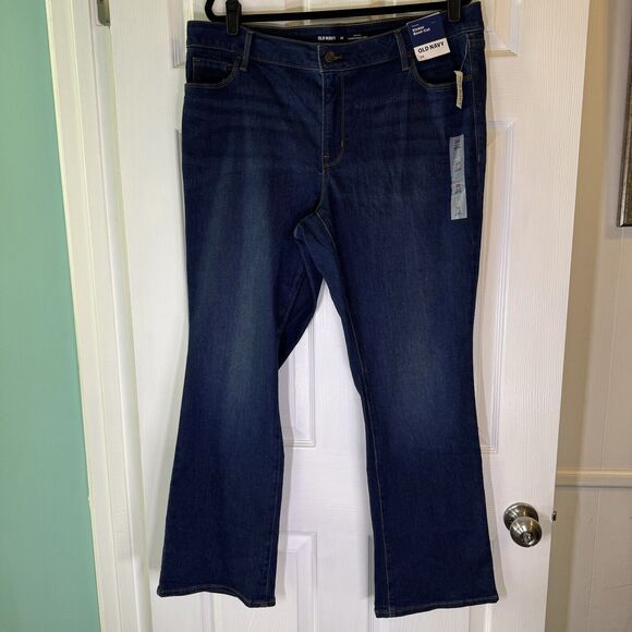 Old Navy Kicker Bootcut Jeans Mid Rise Dark Wash Denim Stretch Size 20 NWT - Picture 2 of 10